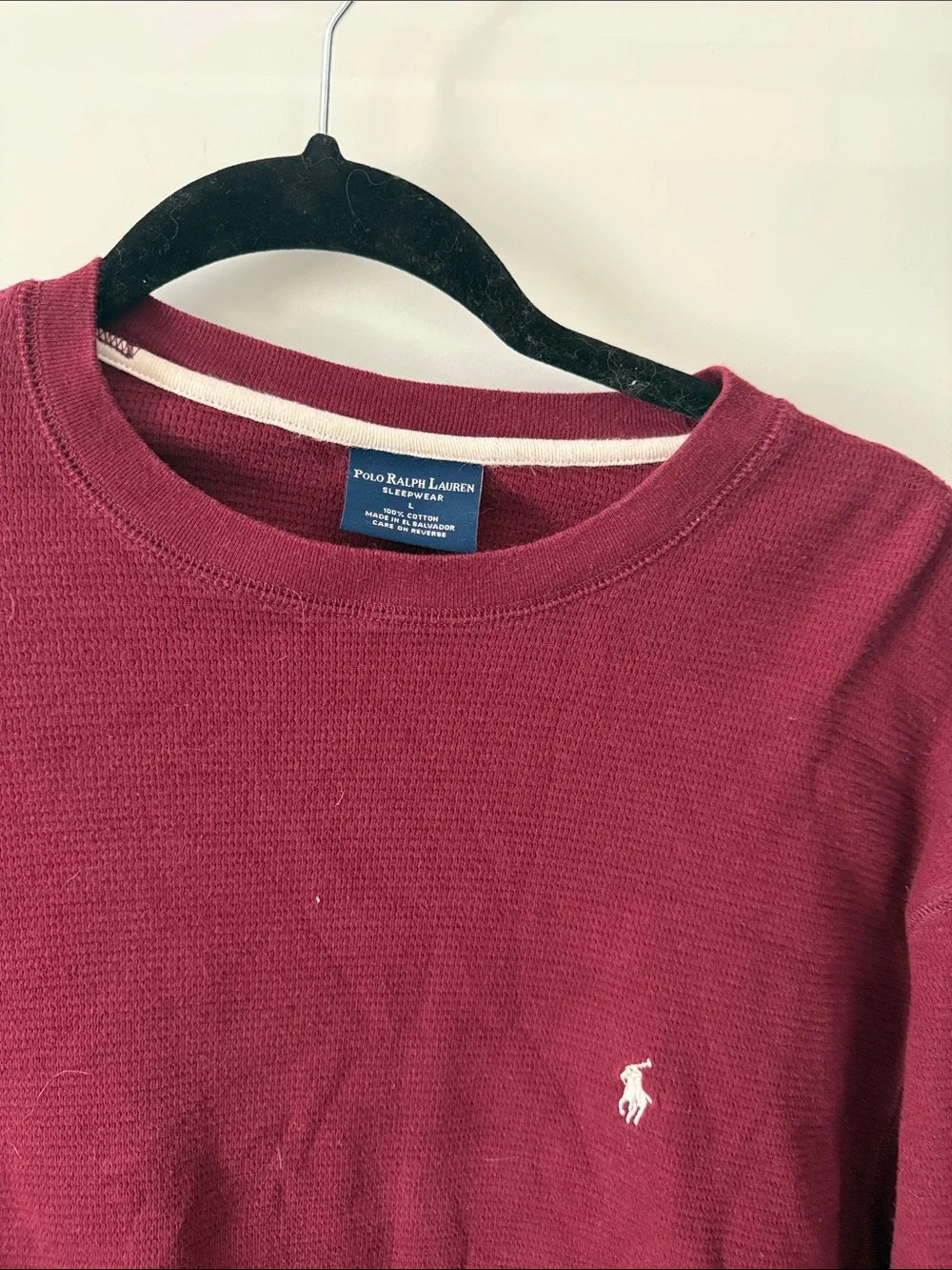 Polo by Ralph Lauren Burgundy Crewneck Waffle Knit Sweater